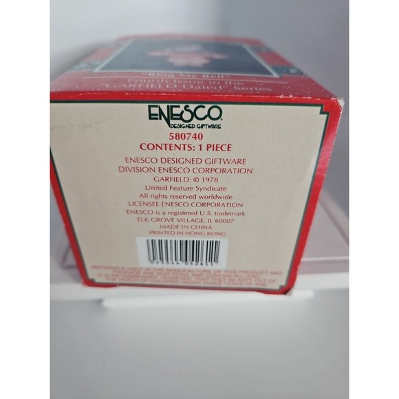 Garfield 1992 Enesco Christmas Ornament "Ring My Bell" Garfield Dated Series 4th - Picture 6 of 7